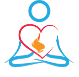 logo for Melody Long yogo person heart fire